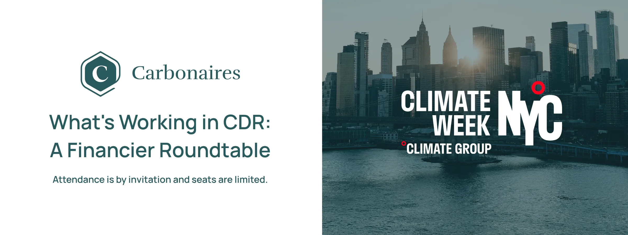 Carbonaires at New York Climate Action Week — investor roundtable on what's working in CDR finance, Climate Week NYC 2026